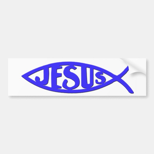 Jesus fisk (bildekalblått) bildekal (Framsidan)