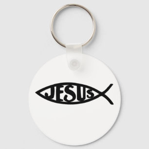 Jesus fisk (den Keychain svarten) Nyckelring