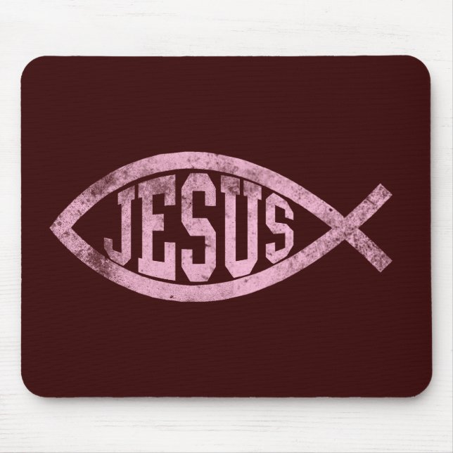 Jesus fisk Ichthys kristna katolska Mousepas Musmatta (Framsidan)