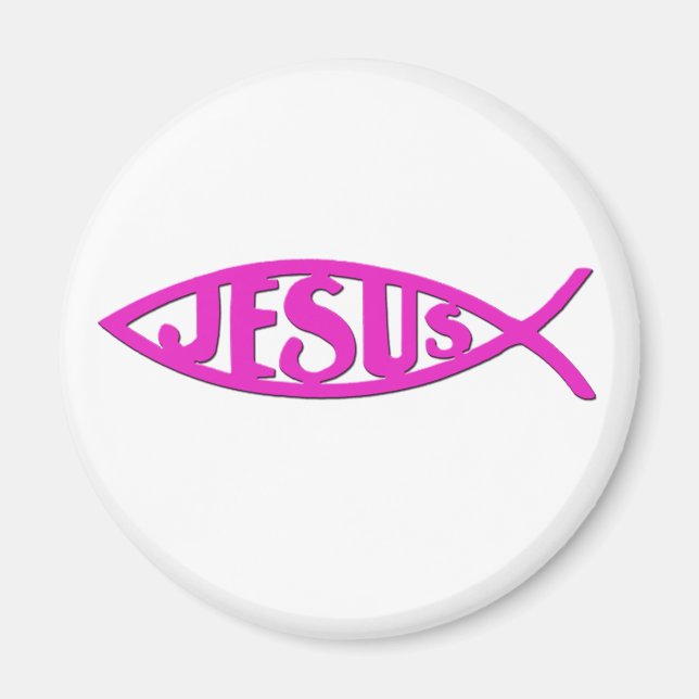 Jesus Fisk (Magnet Rosa) Magnet (Framsidan)