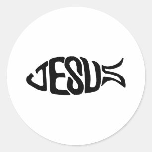 Jesus fisk runt klistermärke