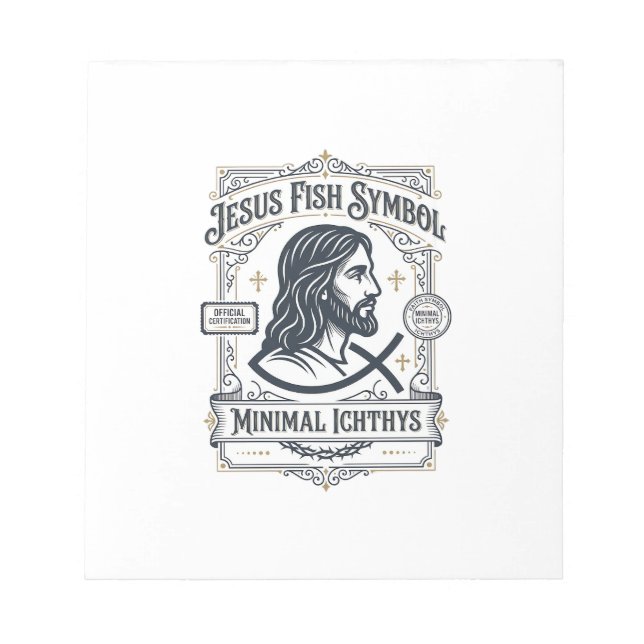 Jesus Fisk Symbol Minimal Ichthys Jesus Fisk Minim Anteckningsblock (Framsida)