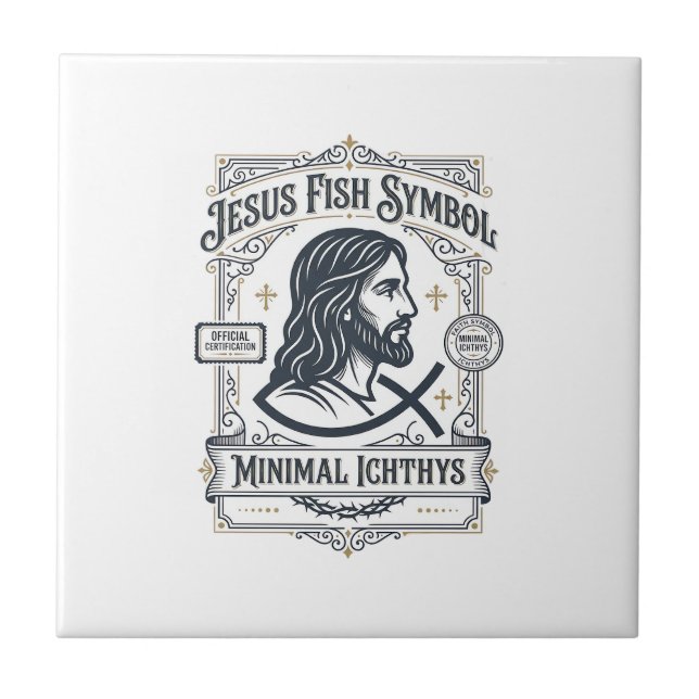 Jesus Fisk Symbol Minimal Ichthys Jesus Fisk Minim Kakelplatta (Framsidan)