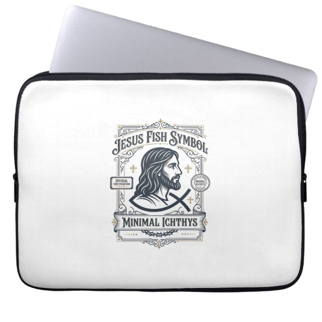 Jesus Fisk Symbol Minimal Ichthys Jesus Fisk Minim Laptop Fodral (Framsidan)