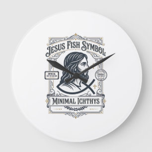 Jesus Fisk Symbol Minimal Ichthys Jesus Fisk Minim Stor Klocka