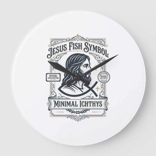 Jesus Fisk Symbol Minimal Ichthys Jesus Fisk Minim Stor Klocka (Framsida)