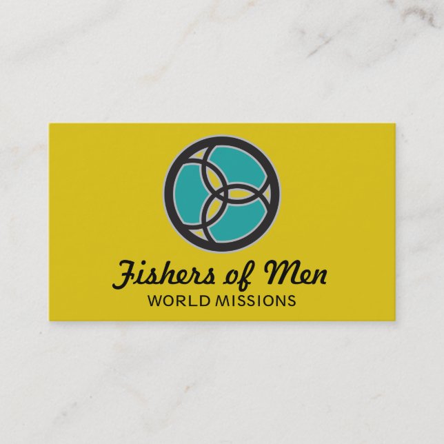 Jesus Fiskar Treenigheten Glasfärgat Logo Visitkort (Framsida)