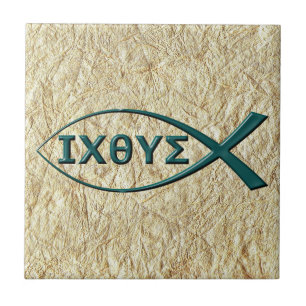 Jesus Fisksymbol Ceramic Tile Kakelplatta