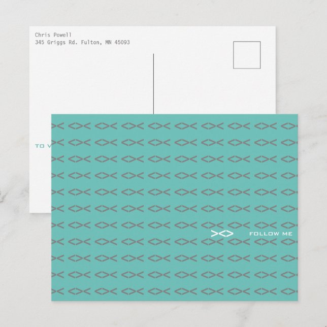 Jesus fisktext vykort (Fram/baksida)