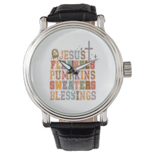 Jesus Flannels Pumpkins Sweaters Blessings Armbandsur