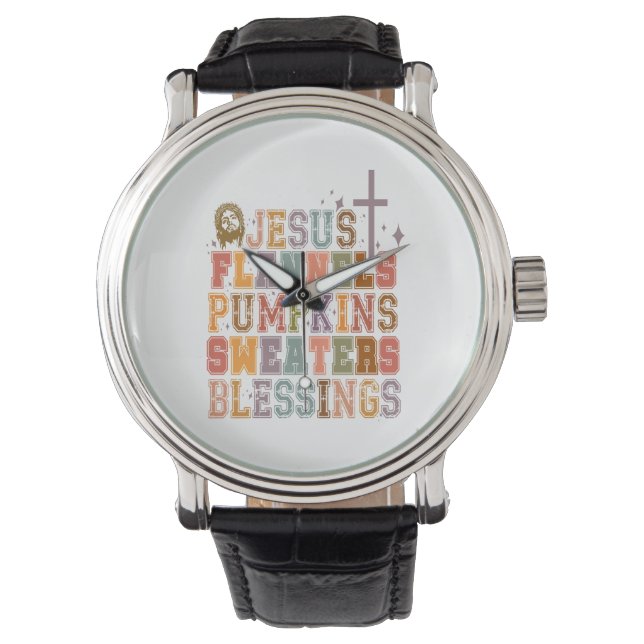 Jesus Flannels Pumpkins Sweaters Blessings Armbandsur (Framsida)