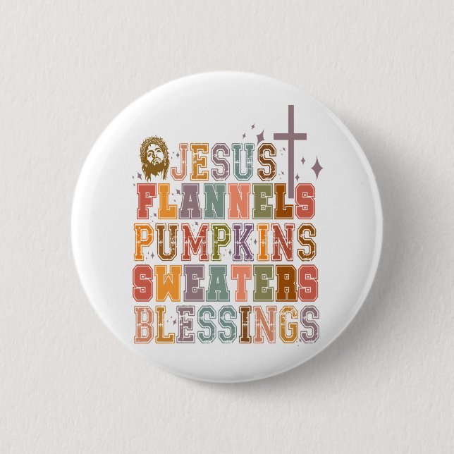 Jesus Flannels Pumpkins Sweaters Blessings Knapp (Framsida)