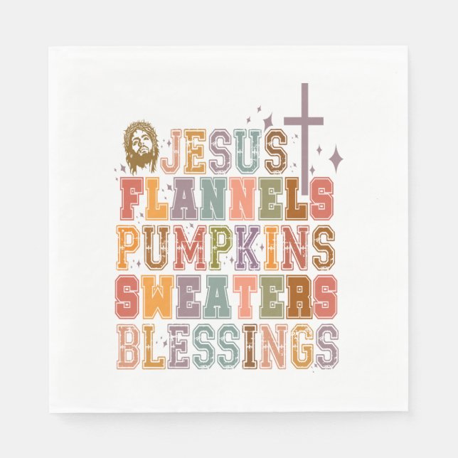 Jesus Flannels Pumpkins Sweaters Blessings Pappersservett (Framsidan)