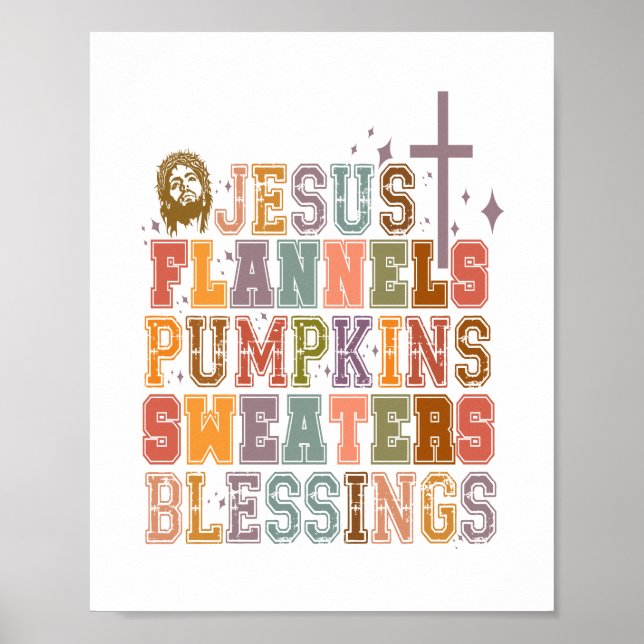 Jesus Flannels Pumpkins Sweaters Blessings Poster (Framsidan)