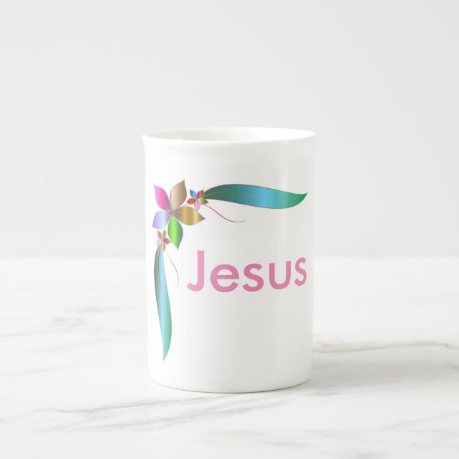 JESUS FLOWER RIBBON BENPORSLIN MUGG (Framsidan)