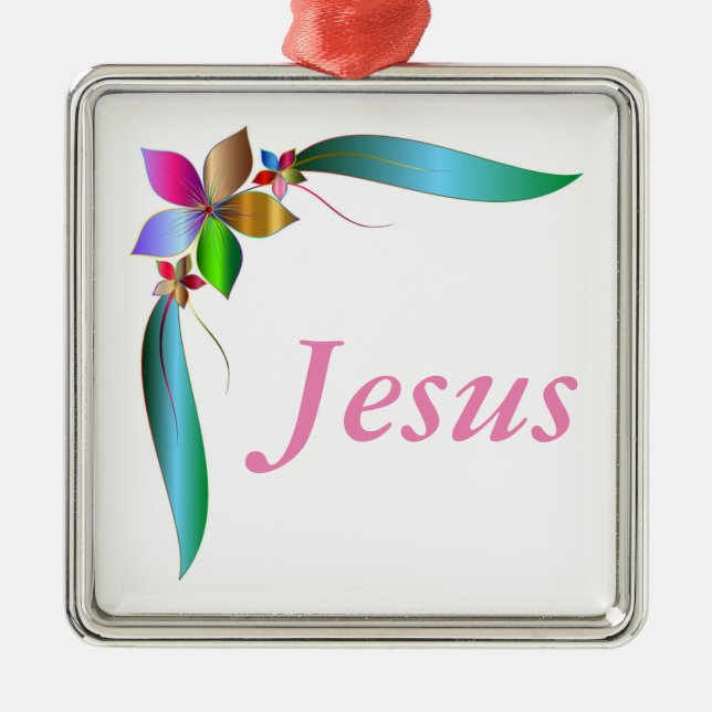 JESUS FLOWER RIBBON JULGRANSPRYDNAD METALL (Framsidan)