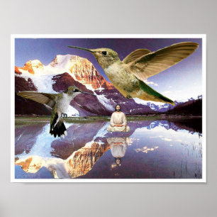 Jesus flyter över vatten och mediterade över sjö poster
