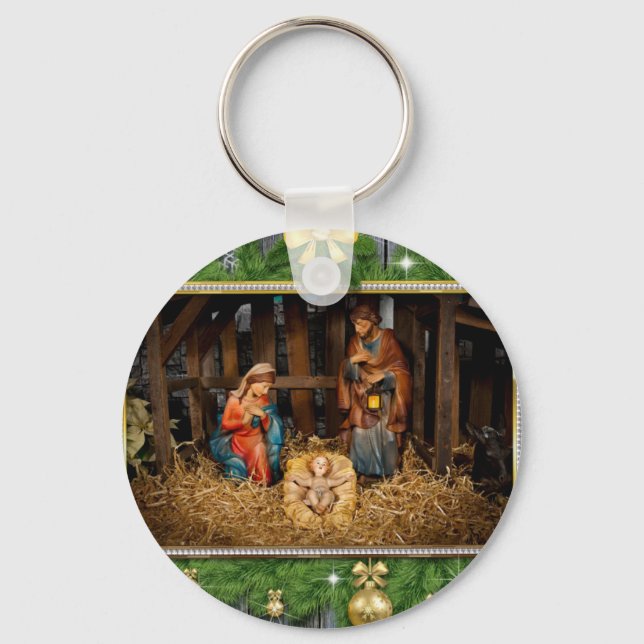 Jesus född manger nyckelring (Framsida)