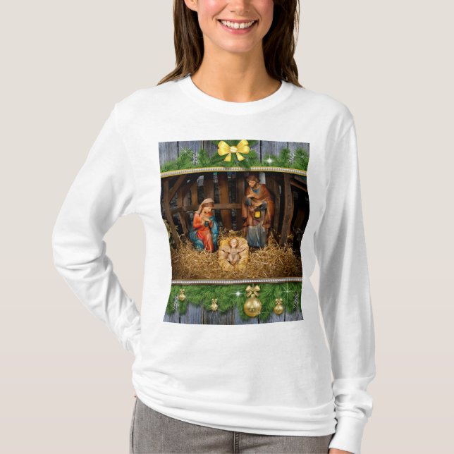 Jesus född manger t shirt (Framsida)