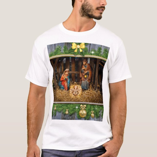 Jesus född manger t shirt (Framsida)