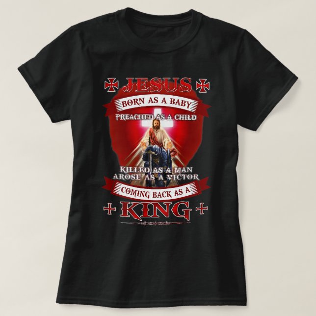 Jesus född som Baby predikad som kristen barn T Shirt (Design framsida)