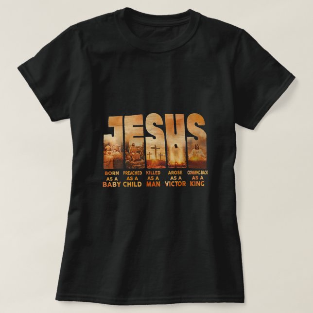 Jesus född som Baby predikad som kristen barn T Shirt (Design framsida)