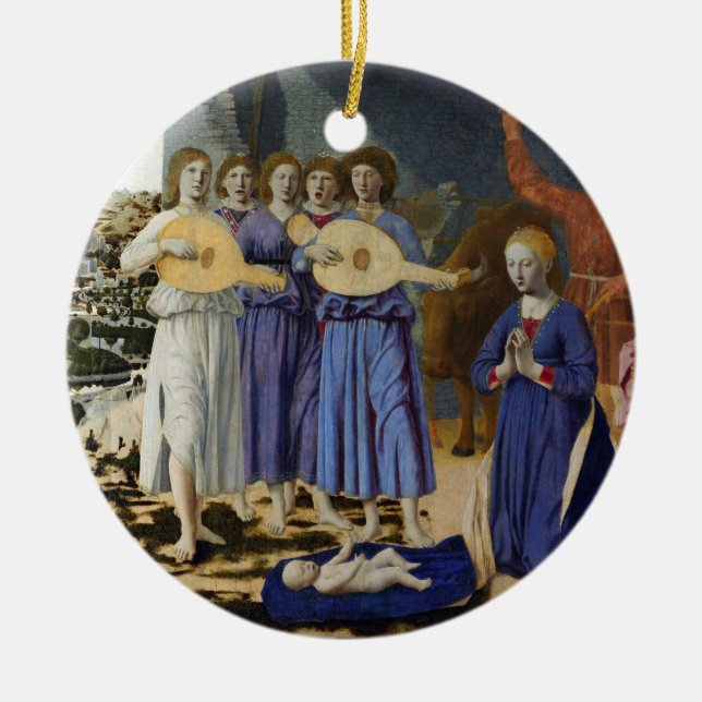 JESUS FÖDELSE, ÄNGLAR av PIERO DELLA FRANCESCA Julgransprydnad Keramik (Framsidan)