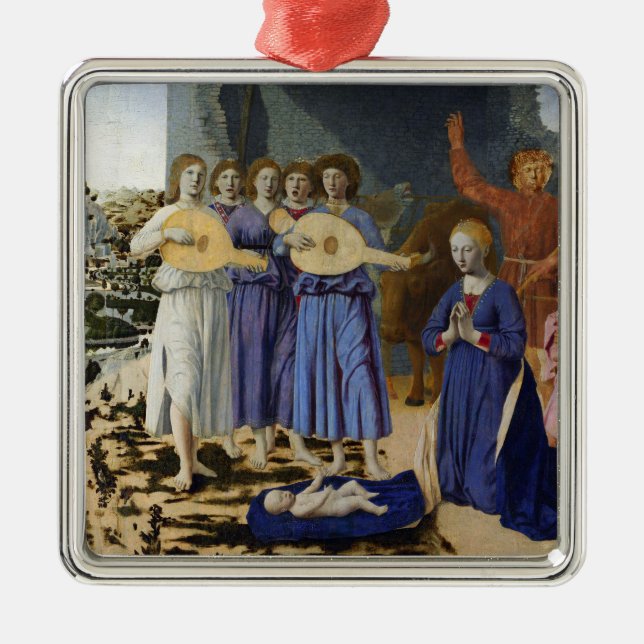 JESUS FÖDELSE, ÄNGLAR av PIERO DELLA FRANCESCA Julgransprydnad Metall (Framsidan)