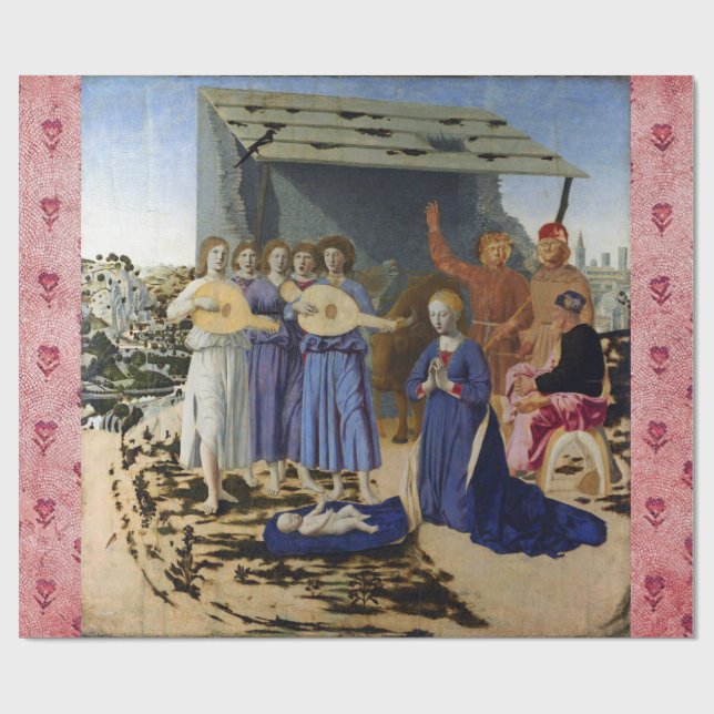 JESUS FÖDELSE, ÄNGLAR av PIERO DELLA FRANCESCA Presentpapper (Platt)