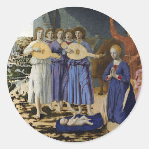 JESUS FÖDELSE, ÄNGLAR av PIERO DELLA FRANCESCA Runt Klistermärke