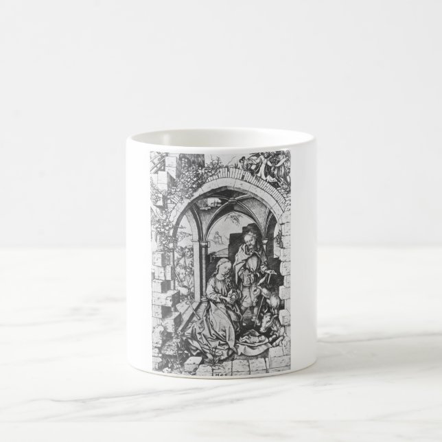 Jesus födelse (av Martin Schongauer) Kaffemugg (Center)