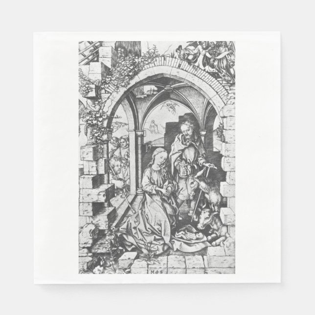 Jesus födelse (av Martin Schongauer) Pappersservett (Framsidan)