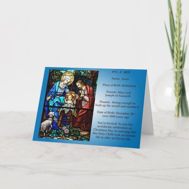 Jesus födelsemeddelande helgkort (Framsida)