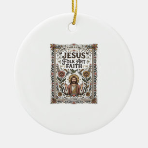 Jesus Folk Art Tro Jesus Folk Art Kristetrofé Julgransprydnad Keramik
