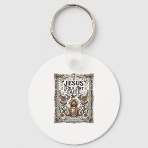Jesus Folk Art Tro Jesus Folk Art Kristetrofé Nyckelring