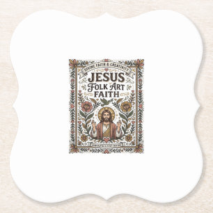 Jesus Folk Art Tro Jesus Folk Art Kristetrofé Underlägg Papper