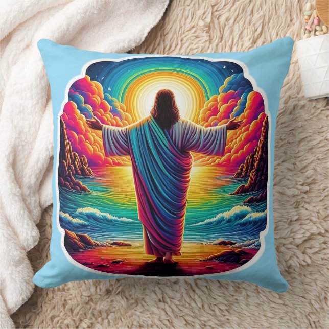 Jesus förbleknande färglös himmel kudde (Filt)