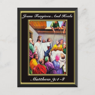Jesus Forger och Heals Matthew 9:1-8 svart Vykort