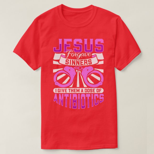 Jesus förlåter syndare kriminalvård t shirt (Design framsida)