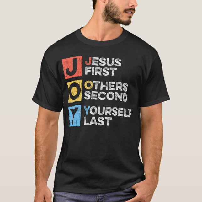 Jesus först Andra andra gången själv Sista Christi T Shirt (Framsida)