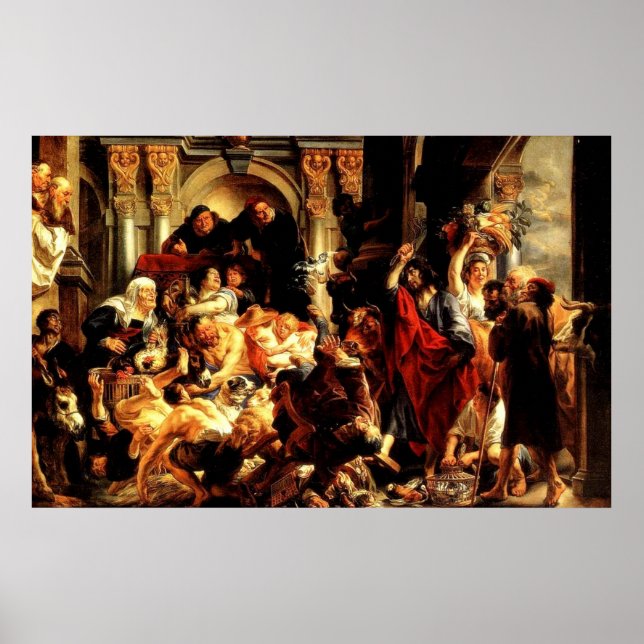 Jesus första rengöring av Temple (John 2:13) Poster (Framsidan)