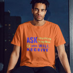 Jesus frågade, så får du T-SHIRT<br><div class="desc">Christian t-shirt med biblisk vers från John 16:24 "Hittills har du inte bett om någonting i min namn. Fråga, och du får det, att din glädje kan vara fullt." Verserna är i blandad kalligrafi och minimalistisk typografi. Det här trendiget är den moderna trosdesignen perfektens gåva och mode påstående. #christian #religion...</div>