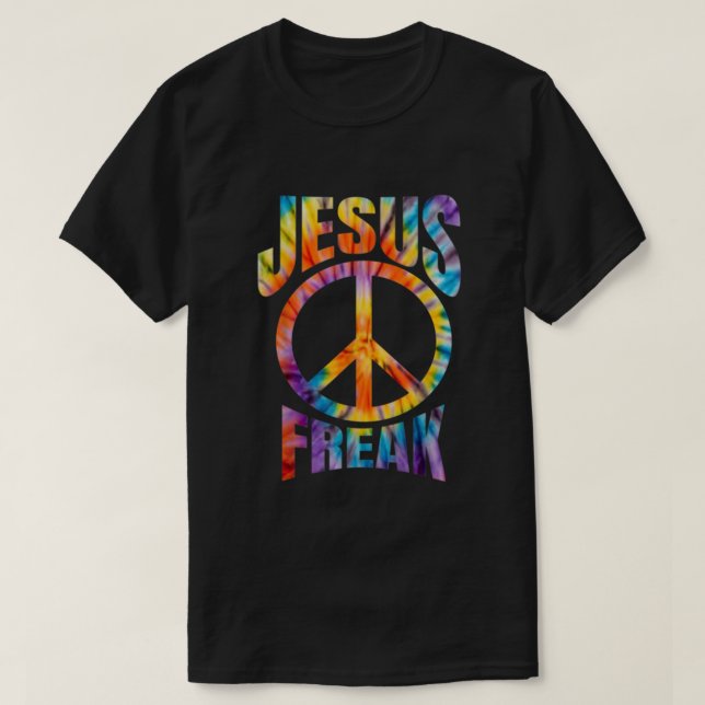 Jesus Freak Christian Retro Tie Dye Lettering T Shirt (Design framsida)