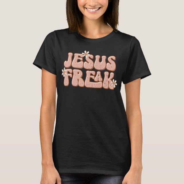 Jesus Freak, Cute Christian Retro Daisy T Shirt (Framsida)
