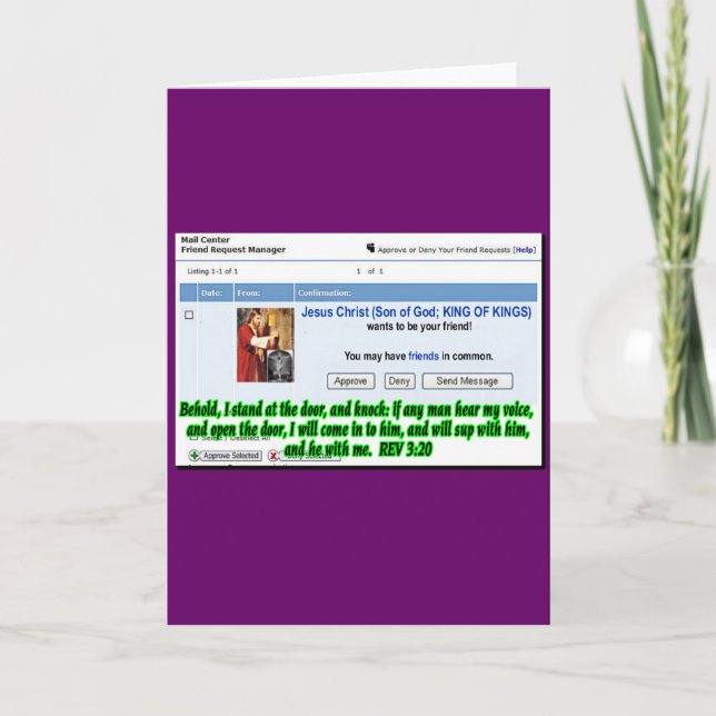 Jesus Friend-begäran Inbjudan (Framsida)