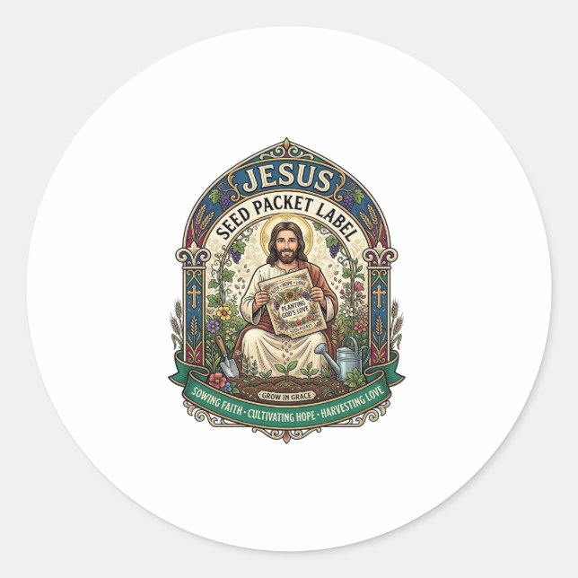 Jesus fröpaket etikett Jesus fröpaket Kristna (Framsida)