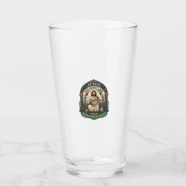 Jesus fröpaket etikett Jesus fröpaket Kristna Glaskopp (Framsida)