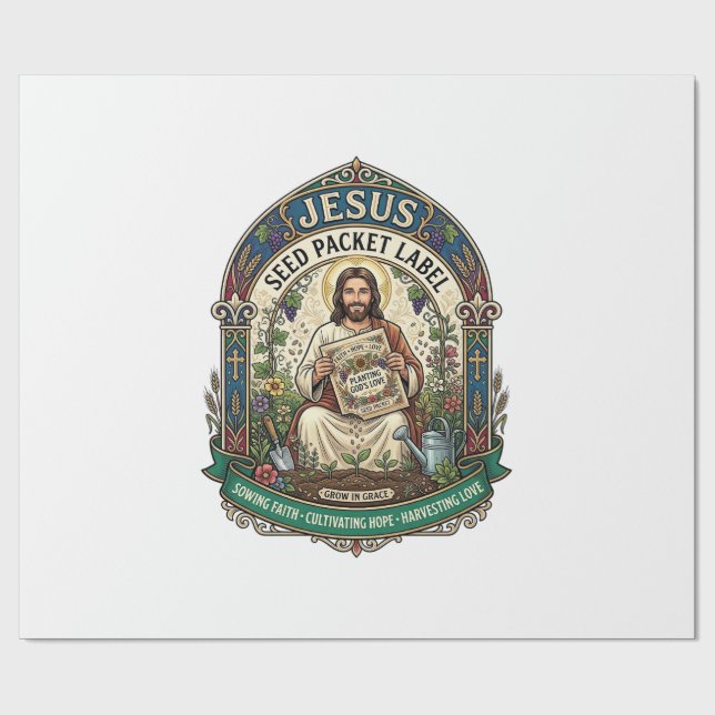 Jesus fröpaket etikett Jesus fröpaket Kristna Presentpapper (Platt)