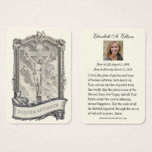 Jesus Funeral Memorial Prayer Heliga Card Visitkort