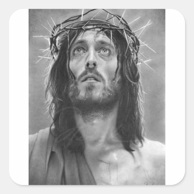 Jesus Fyrkantigt Klistermärke (Framsida)